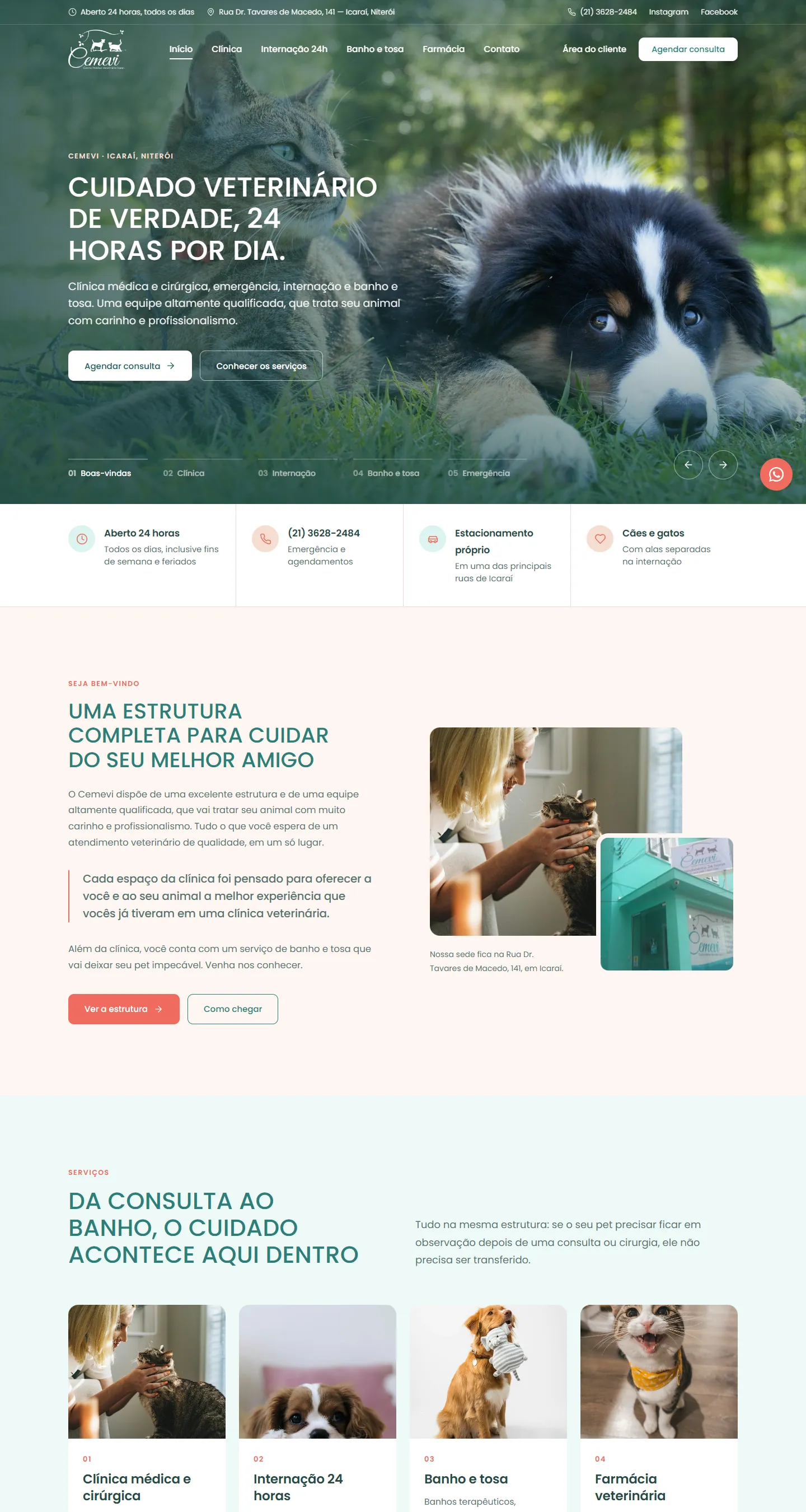 Prévia não oficial do site criado pela Sett para a clínica veterinária Cemevi, em Icaraí, Niterói